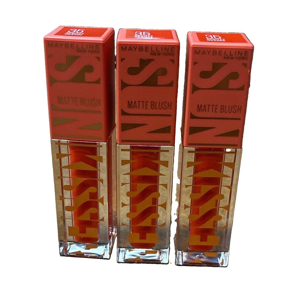 3 Pack- Maybelline New York Sunkisser Matte Blush 35 Spritzy Orange 4.7ml/0.15oz